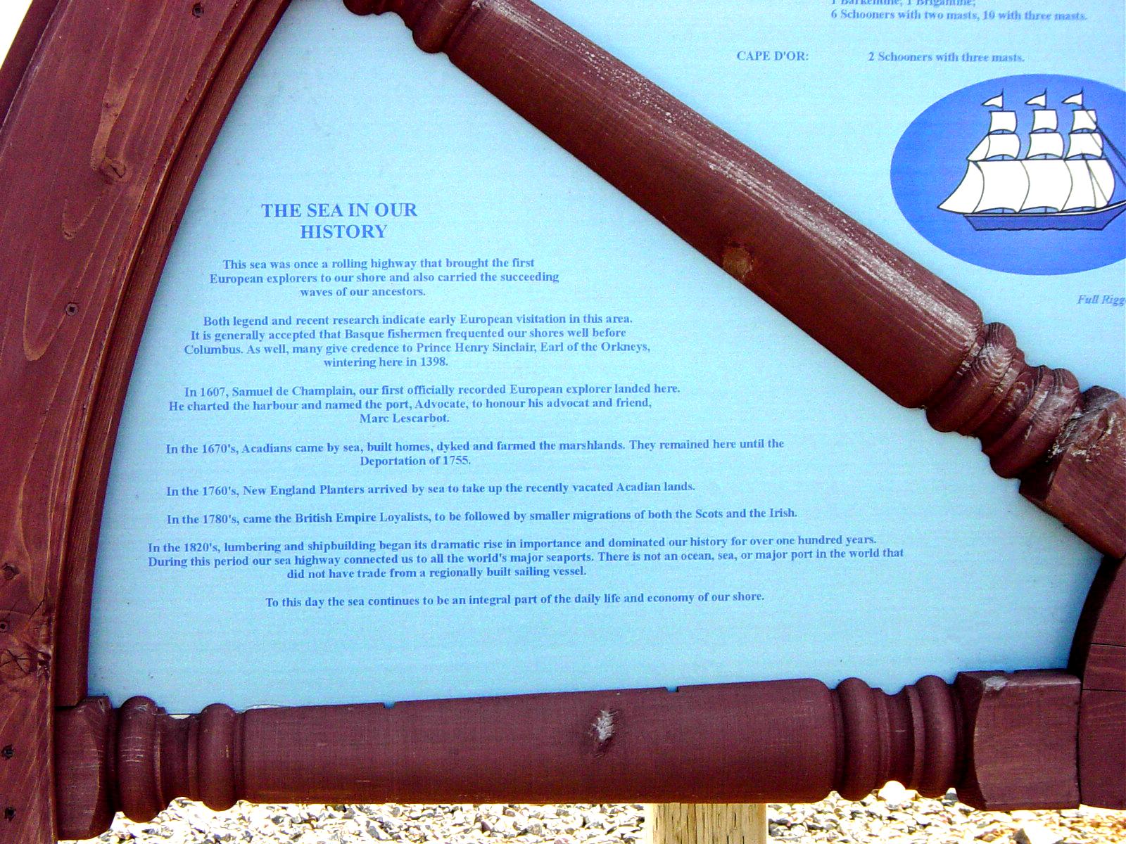 Advocate Harbour: Panel 1, Sea in Our History display