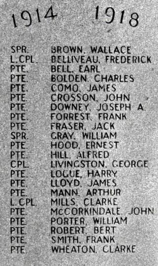 Joggins: war memorial, left side