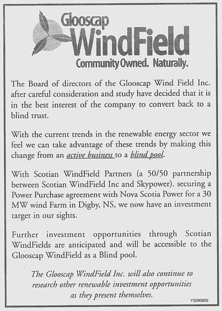 Glooscap Windfield ad, 22 July 2008
