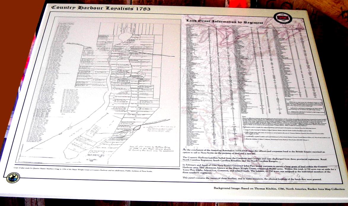 Country Harbour: Loyalist Trail waterside site, interpretative panel in replica of Captain Legett's store
