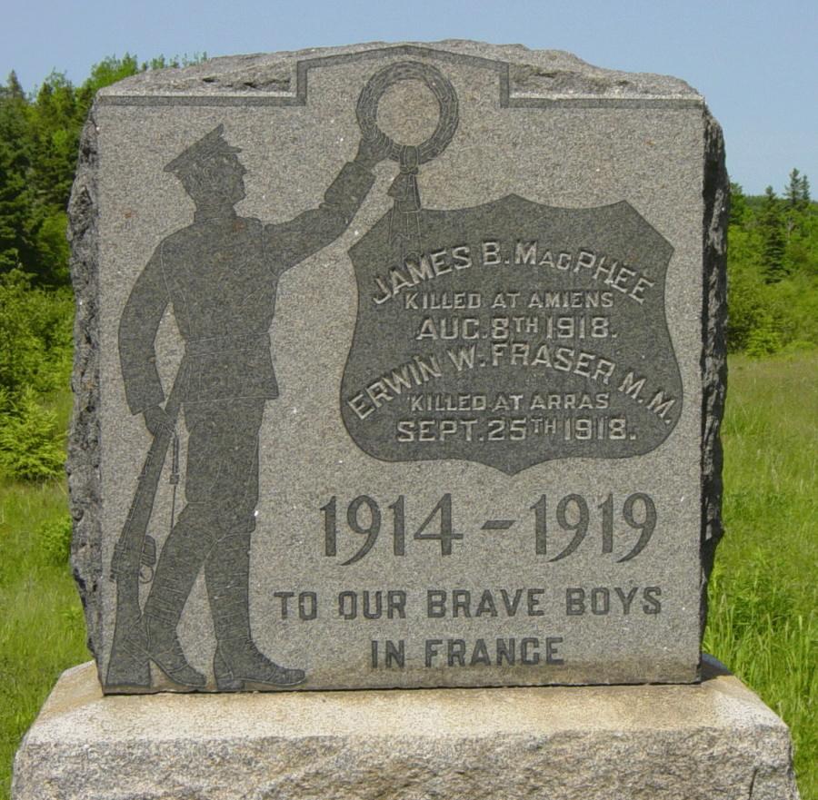 Nine Mile River, Nova Scotia: war memorial monument