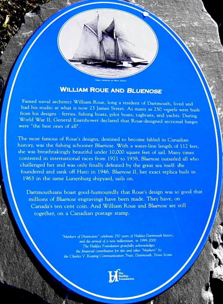 Halifax Regional Municipality Marker of Distinction: William Roue, Dartmouth Millennium plaque: William Roue, Dartmouth