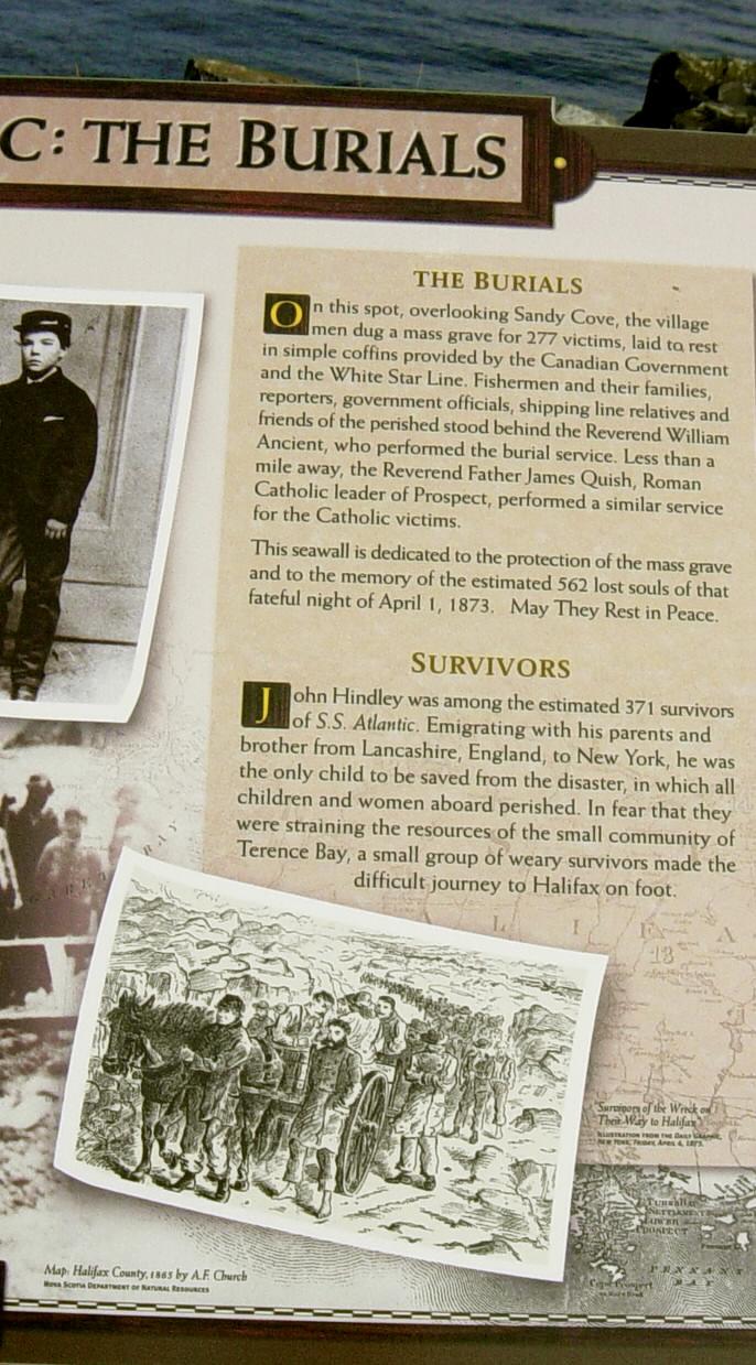 S.S. Atlantic memorial, Sandy Cove