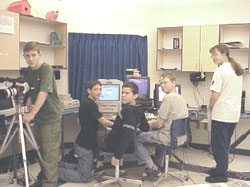 Crew members l-r, Kris Sutton, Corey MacDonald, Ryan Parsons, Josh White and Patricia MacAulay begin technical preparations.