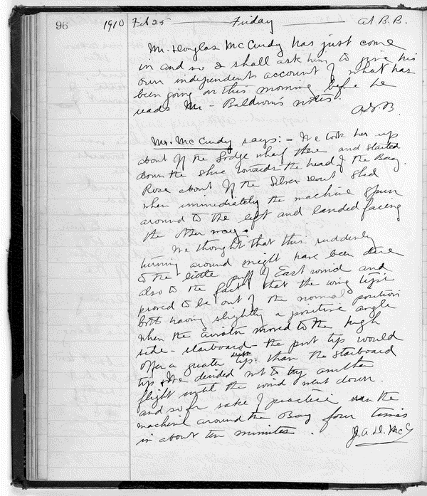 February 24th, 1910: Dr. Bell's notebook, page 96