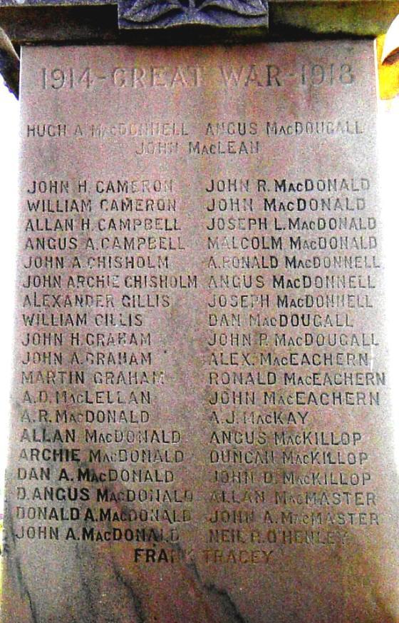 Judique, Nova Scotia: war memorial monument