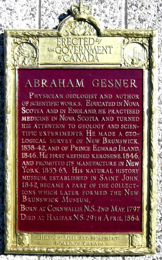 Abraham Gesner memorial plaque