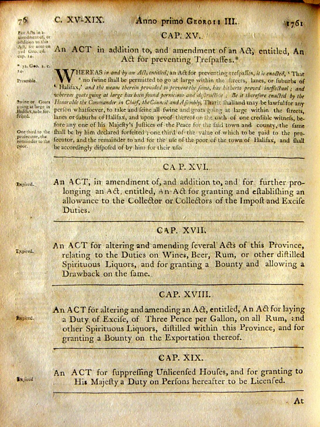 Page 76, Statutes of Nova Scotia, 1805, R.J. Uniacke