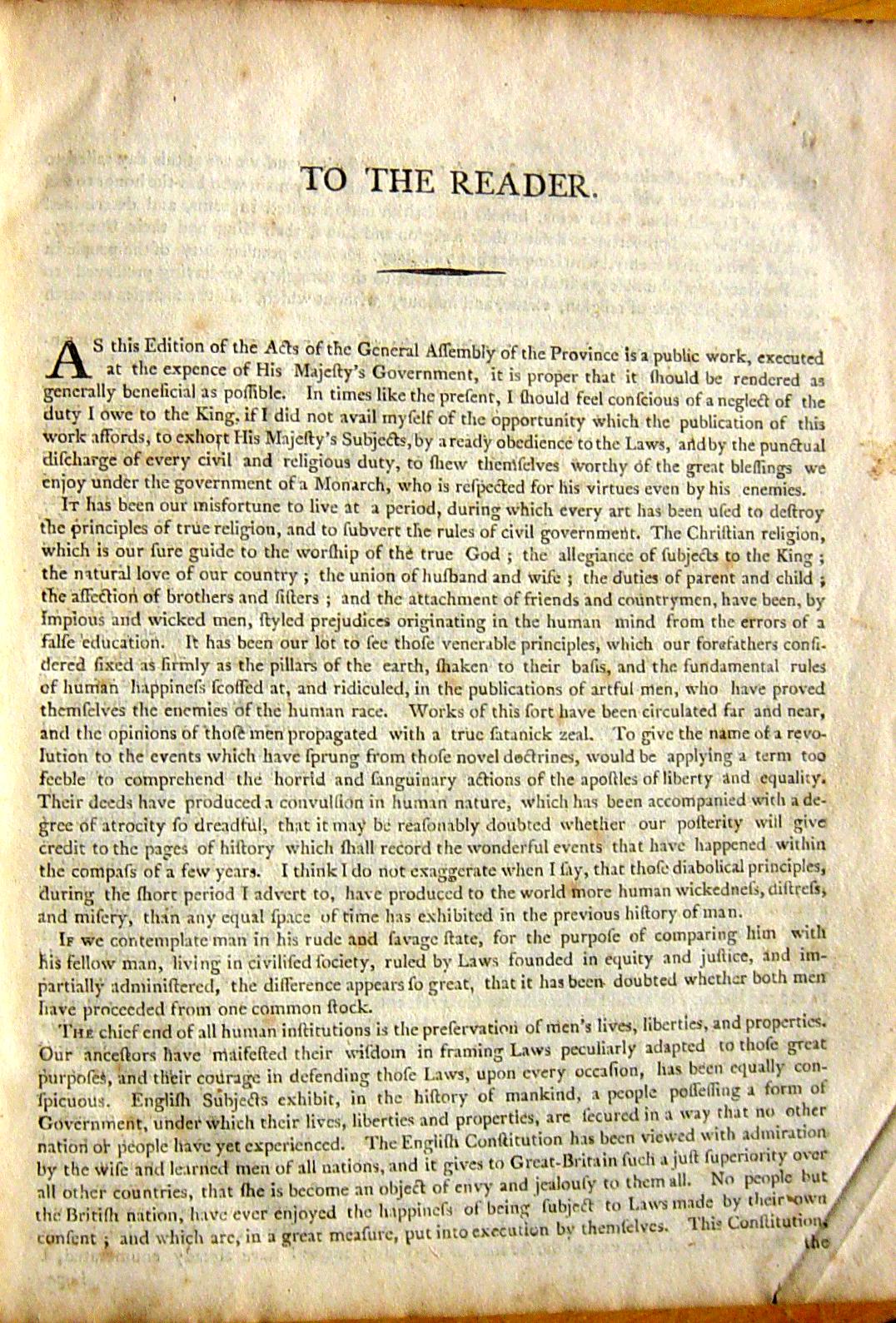 Preface page 1 (v), Statutes of Nova Scotia, 1805, R.J. Uniacke