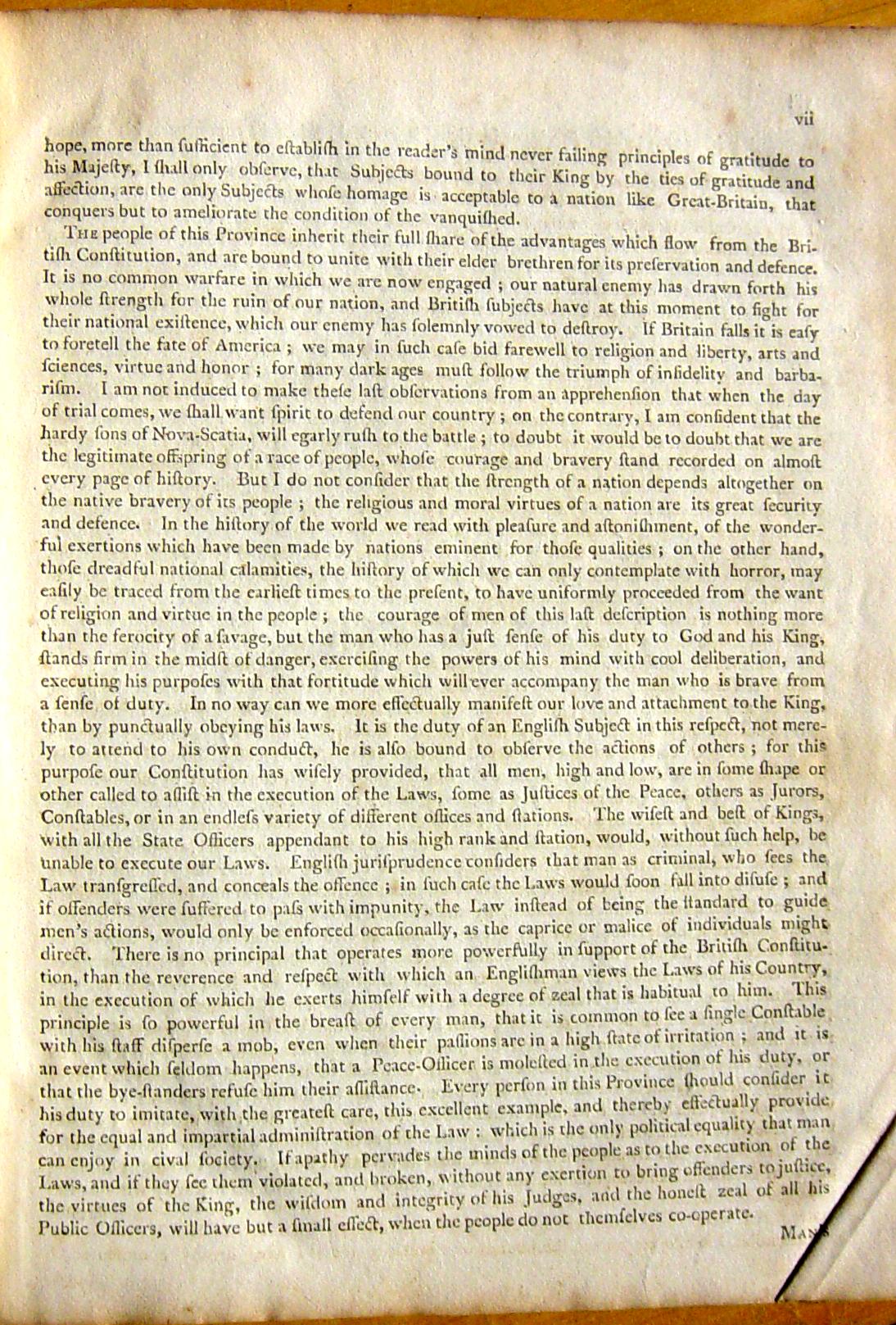 Preface page 3 (vii), Statutes of Nova Scotia, 1805, R.J. Uniacke