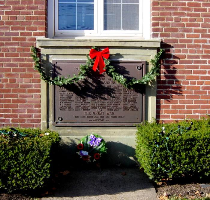 Nova Scotia, Stellarton: World War One memorial plaque