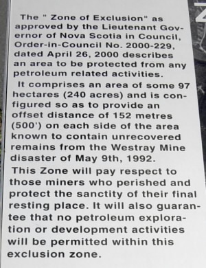 New Glasgow: Westray Miners Memorial, interpretative panel 7