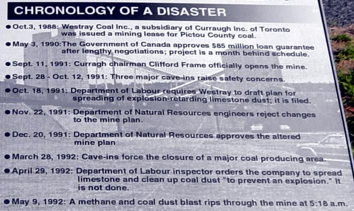 New Glasgow: Westray Miners Memorial, interpretative panel 1