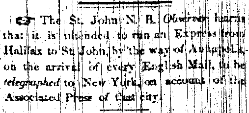 Nova Scotia Pony Express, Novascotian, Halifax, 26 Feb 1849