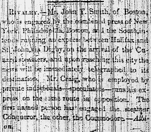 Nova Scotia Pony Express, Novascotian, Halifax, 12 March 1849