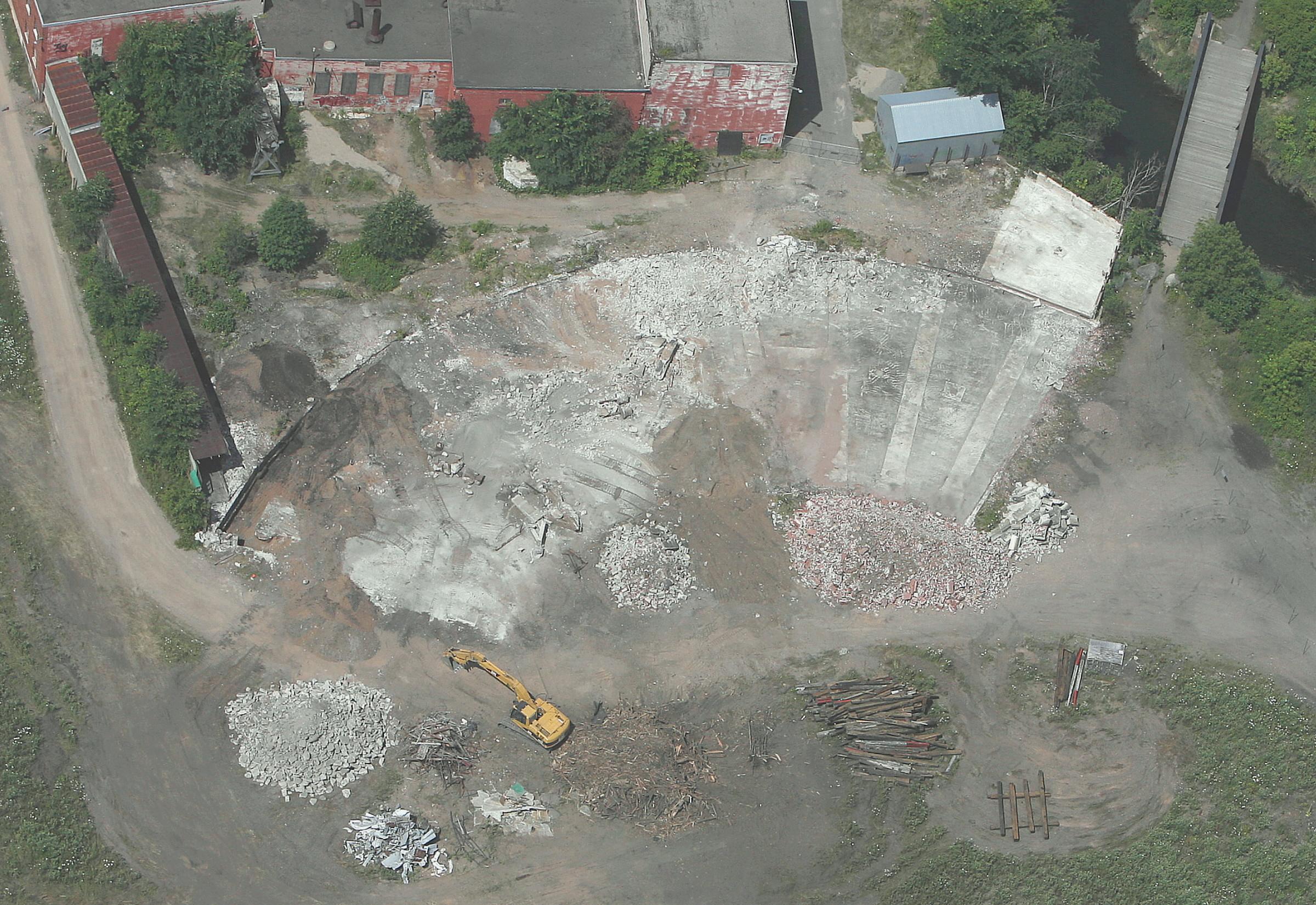 Photograph by Mike Dembeck, Aerial view 3: Remains of the Railway Roundhouse at Kentville, Nova Scotia