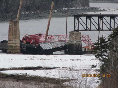 Dominion Atlantic Railway: Sissiboo River Bridge, Weymouth, Digby County, Nova Scotia, 02 Feb 2012