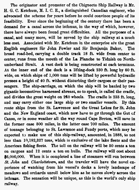 Chignecto Ship Railway, by Charles G.D. Roberts, 1891