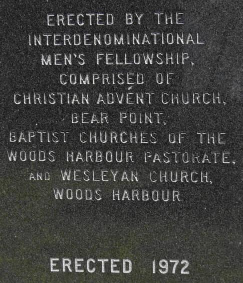 Woods Harbour war memorial, back