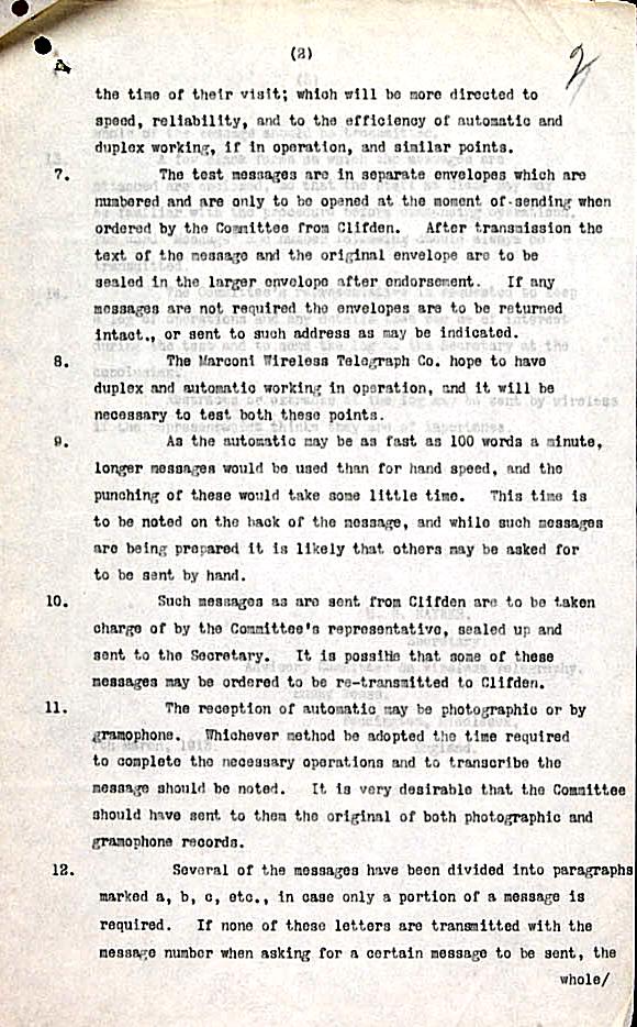 March 1913 Test Report page 13: Marconi Transatlantic Wireless Telegraph Service