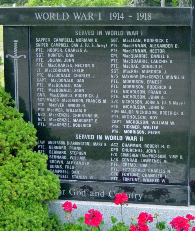 Middle River: war memorial monument