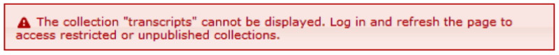 The collection "transcripts" cannot be displayed...